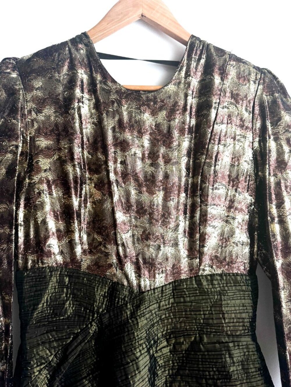 Vintage Liptons Taffeta Lurex Earth Tones Midi Prom Dress NWT 10 - Picture 9 of 11